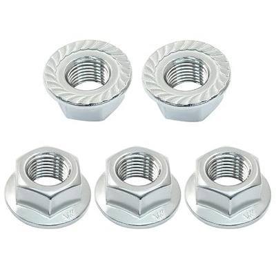 M12/1.25mm Serrated Flange Hex Nuts, 5Pcs | 304 Stainless Steel 18-8, Full Thread, Hex Drive