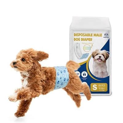 Male Dog Diapers Disposable with Wetness Indicator, S 26 Count | Leak-Proof Disposable Belly Bands for Male Dogs, Adjustable Dog Diapers Male for Puppy Training, Urination Incontinence