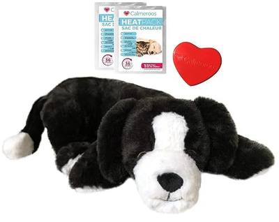 Plush Heartbeat Toy - Calming Anxiety Relief Toys for Puppies and Kittens - Heartbeat in a Soft Comforting Pet Plush for Dogs and Cats (Black and White)