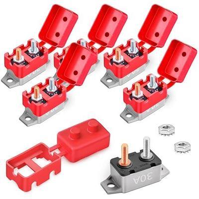 30Amp Automatic Reset Circuit Breaker 12V-24V DC for Automotive Marine Boat Car RV Trailer Solar System with Cover Stud Bolt, IP66 Waterproof (Pack of 6)