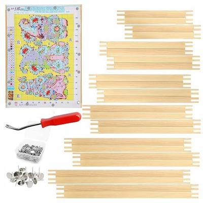 24 Pcs 6 Sets Stretcher Bars for Needlework 6 Sizes Wooden Canvas Stretcher Bars with 80 Thumb Tacks and Tacks Remover for Needlepoint Embroidery Stitch Frame Set Bundle with Crafts