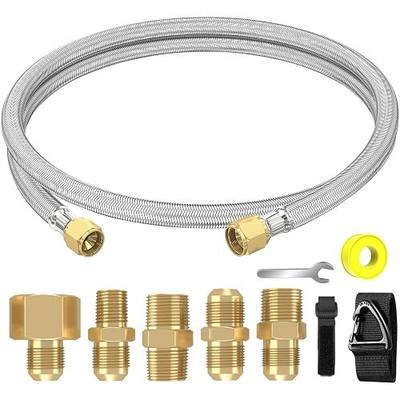 Upgraded 6 Feet High Pressure Braided Propane Hose Extension with Conversion Coupling 3/8" Flare to 1/2" Female NPT, 1/4" Male NPT, 3/8" Male Flare for BBQ Grill, Fire Pit, Heater