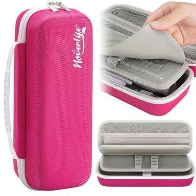 Noverlife 11x4x3.5inch High Frequency Wand Case Fit for NuDerma/Uupas/Houzzi, Portable Skin Therapy Wand Machine and Accessories Organizer with Hand Strap, Protective Hard Storage Travel Case - Pink