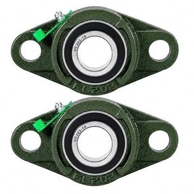 2-Pack UCFL202-10 2-Bolt Flange Bearing Units, 5/8 Inch Bore Mounted Flange Bearings with Cast Iron Housing and Set Screw Locking for Shaft Support