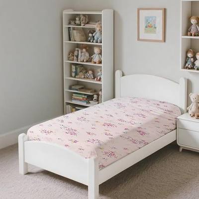 MorroMorn Twin Fitted Sheet Only for Girls Kids Tween Teen, Twin Size Mattress Cover with Deep Pocket, Super Soft Jersey Knit Microfiber, Elegant Classic, No Pillowcases, 38x75x20in, (Pink Flowers)