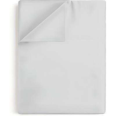 King Flat Sheet - 100% Egyptian Cotton, 600 Thread Count Sateen Weave - Ultra-Soft, Breathable, and Cooling - Premium Hotel-Quality Top Sheet Only - (Silver, King)