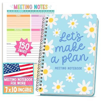Meeting Notebook For Work Organization - Work Meeting Notebook for Women, Notebooks for Note Taking, Project Planning Notebooks, Note Books for Workers, Business Organizer Planner