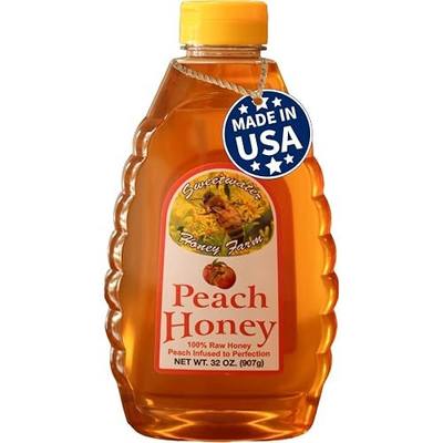 Peach Honey, 32oz, Raw & Unfiltered, Sweetwater Creek Honey Farm | 100% Raw, & Unfiltered, Peach-Infused to Perfection, Beekeeper Owned and Operated, Natural Sweetener, Sugar Replacement