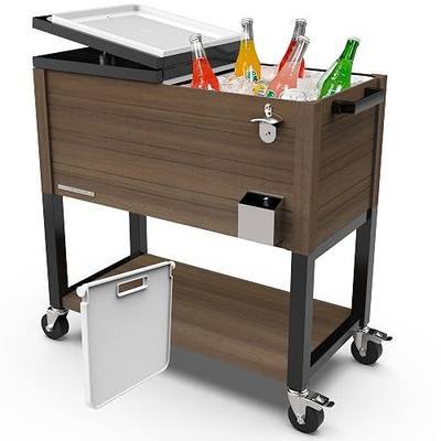 Permasteel 80 Quart Party Cooler, Rolling Ice Chest with Wheels and Handles for Indoor Outdoor Patio