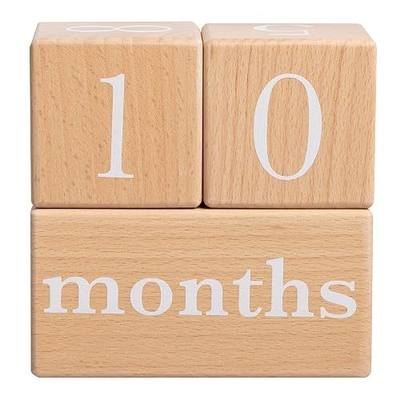 Pearhead Wooden Baby Age Milestone Blocks, Monthly Photo Prop for Newborn, Infant and Toddler, Pregnancy Countdown Calendar, Weeks Months Years Number Blocks for Baby Gift and Nursery Decor