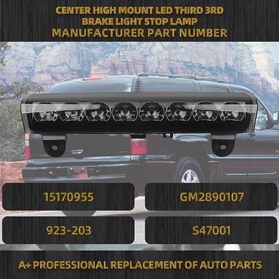 Dasbecan Third 3rd Brake Light Compatible with 2000-2006 Chevrolet Tahoe | LED High Mount Stop Light For 2000-2006 Chevrolet Suburban 1500/2500 GMC Yukon 1500/2500 Replaces# 15170955 923-203 (Black)