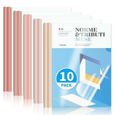 10 Pack, Clear Report Covers with Sliding Bar, 50-Sheet Capacity – Presentation Folders for Letter and A4 Sheets Size, Resume & Document Binders for Office, School, Business (Pink)