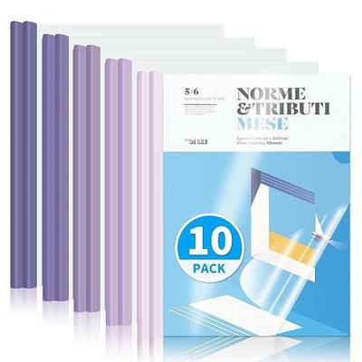 10 Pack, Clear Report Covers with Sliding Bar, 50-Sheet Capacity – Presentation Folders for Letter and A4 Sheets Size, Resume & Document Binders for Office, School, Business (Purple)