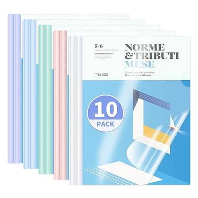 10 Pack, Clear Report Covers with Sliding Bar, 50-Sheet Capacity – Presentation Folders for Letter and A4 Sheets Size, Resume & Document Binders for Office, School, Business (Multicolor)