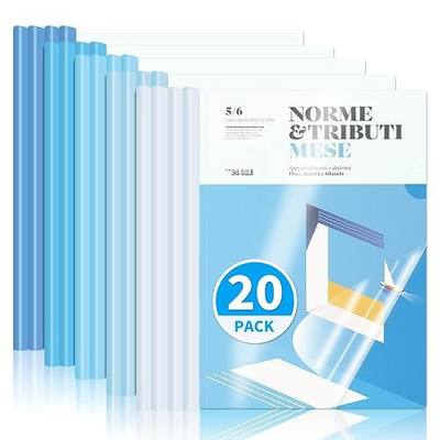 20 Pack, Clear Report Covers with Sliding Bar, 50-Sheet Capacity – Presentation Folders for Letter and A4 Sheets Size, Resume & Document Binders for Office, School, Business (Blue)