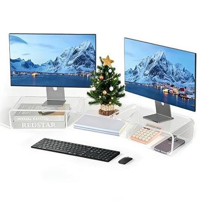 LEKETREE Acrylic Monitor Stand , Clear Monitor Stand for Desk, Computer Accessories for Home Office, Desk Organizer Shelf for Laptop, PC, Multi Media and more