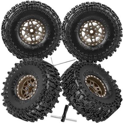 for SCX24 TRX4M 1/24 1/18 RC Crawler Car,Aluminum 1.0" Beadlock Wheel Tires Hub Rim 4PCS 1.0in Beadlock Heavy Duty Rim,Brown