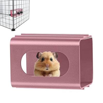Hamsters Cooling Tunnel, Hamsters Instant Cooling Metal House, Aluminum Hanging Hideout Toys for Small Animals Dwarf Hamster Syrian Hamster Leopard Gecko (Pink, 4.7x2.7x2.7 in)