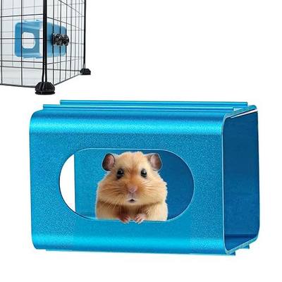 Hamsters Cooling Tunnel, Hamsters Instant Cooling Metal House, Aluminum Hanging Hideout Toys for Small Animals Dwarf Hamster Syrian Hamster Leopard Gecko (Blue, 4.7x2.7x2.7 in)