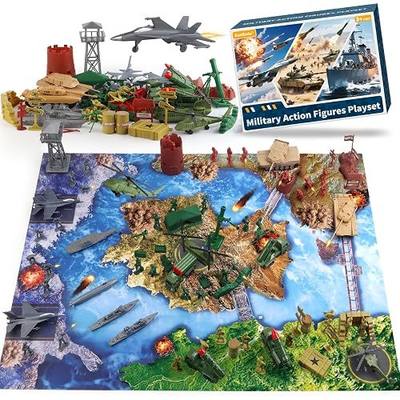 Kaelinda Army Men Action Figures Playset, Army Toys for Boys Age 4-7 6-8 8-12, Toy Soldiers with Military Battle Mat & Accessories, Army Guys Military Toys for Kids 3 4 5 6 7 Year Old Birthday Gift