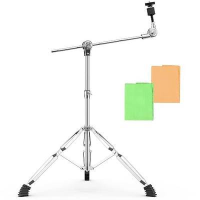 Boom Cymbal Stand, Adjustable Cymbal Stand Boom Stand for Drum Hardware Percussion Mount Holder Gear Set Drum Hardware Set, Double Braced Legs with Rubber Feet Ride and Crash Cymbal Stands