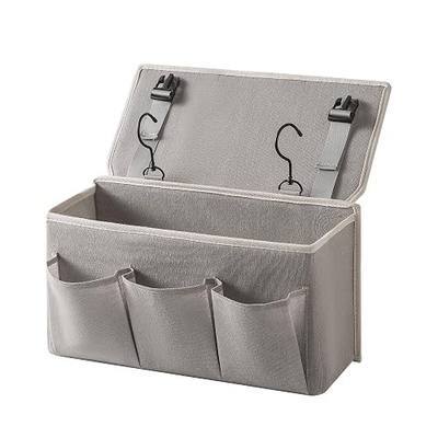 Bedside Caddy/Bedside Storage Organizer Hanging Bag with Three Options,Suitable for home beds, sofas, and dormitory beds—can hold magazines, books, phones, iPads, remote controls. (Gray)