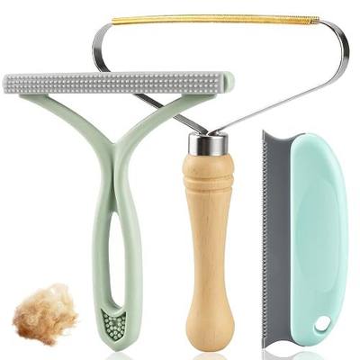 Pet Hair Removal Tool 3 Pack Dog Cat Hair Remover Carpet Scraper Rake Fur Removal Brush Lint Remover Shaver for Car Furniture Couch Green