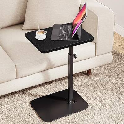 ELYKEN Adjustable Height TV Tray Table for Couch, 360° Swivel Side Table | C Shaped End Table, 18"-33" Height Range Laptop Stand for Recliner, Small Bedside Table