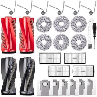 28 Pack Accessories for Roborock Saros 10R / Qrevo CurvX/Qrevo Curv 2 Pro Vacuum Robot, Replacement 4 Main Brushes 6 Mop Pads 6 Dust Bag 6 Sidebrushes 4 Filter 1 Cleaning Brush 1 Screwdriver
