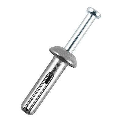 1/4" x 1"Hammer Drive Nail-in Anchors 50 Pack – Cement Wall Anchors for Concrete Brick Block – Zinc Plated Masonry Fasteners for Electrical Boxes, Brackets, Frames