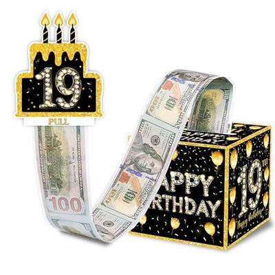 ChillHui 19th Birthday Money Gift Boxes for Cash, Nineteen Years Old Birthday Money Pull Box for Boys Girls