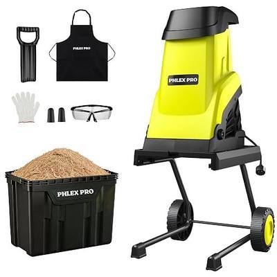 15 Amp Electric Wood Chipper Shredder, 1.8 Inch Cutting Diameter | 1800W High Efficiency Electric Mulcher Shredding Machine with 50L Collection Bin, for Yard Waste, Branches, Leaves, Green