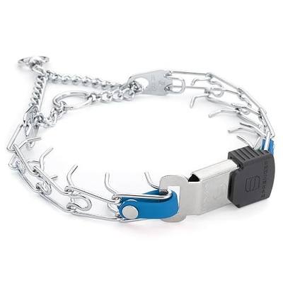 Herm Sprenger Chrome Plated Steel Dog Collar with Quick Release ClicLock Buckle and Biothane Insert Training Collar for Dogs Made in Germany (Cerulean Blue, 16in x 2.25mm(Neck Size up to 13-14in))