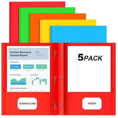 HABGP Two Pocket Folders with Prongs, 5 Pack Paper Folders with Pockets and 3 Prongs Fit Letter Size Paper, for Organizing Files in School, Office & Business (Assorted 5 Colors)