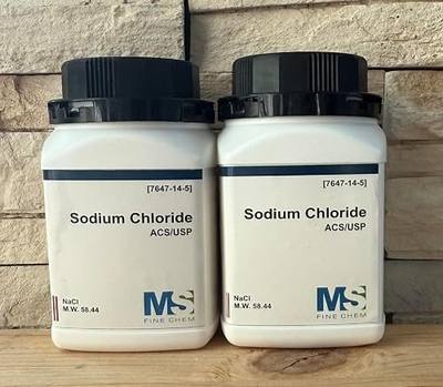 Sodium Chloride Crystals ACS, 99+%, Certified, 1Kg- 2x500g Bottles