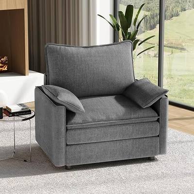 Vesgantti 40" Single Seat Sofa, Deep Seat Armchair Cloud Couch, Gray | Modern Corduroy, Height Adjustable, Cloud-Like Comfort, Double Seat Coushion, Removable Pillow Cover, Couches for Living Room
