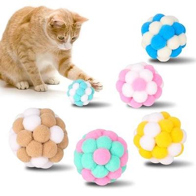 Cat Toys Balls 6 Pieces with Bells 5cm Soft Cat Pom Poms Balls Cats Interactive Ball Toy for Cats Kitten Indoor Outdoor Playing Chewing Scratching (Cat Ball Set 1)
