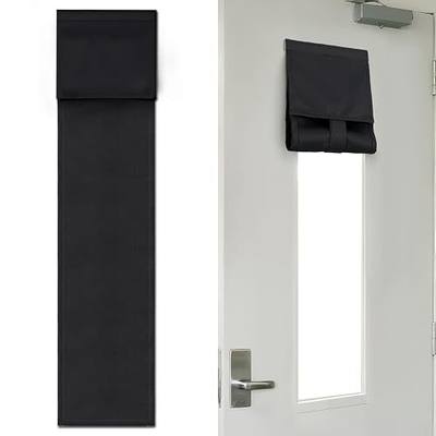 3-Layer Blackout Classroom Door Curtains for 6"x32" Door Window, 1Pcs Black | Flame-retardant Fabric, Tool-free Instant Privacy Shades, for Lockdown Drills, Blocking 100% Views & 90% Sunlight Covers