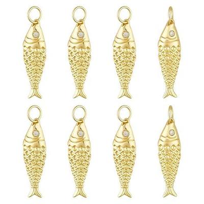 BENECREAT 8Pcs Brass Fish Charms, Gold & Platinum Sea Animal Fish Shaped Pendants for DIY Bracelet Necklace Earrings Jewelry Making