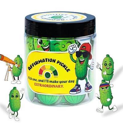 Affirmation Pickle Jar – 60 Uplifting Notes for Self-Care, Funny Pickle Gifts for Teen Girls, Trendy College & Christmas Stuff, Cute Emotional Support Decor for Mindfulness