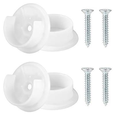4pcs Closet Rod Holders, Plastic Tension Pole Bar Sockets for 1-3/8" Heavy Duty Wardrobe Tube Rail Support Bracket with Screws Fittings for Home Bathroom Shower Curtain Clothing Store (White)