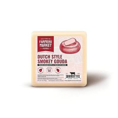 Farmers Market Dutch Style Smokey Gouda Cheese Block – Wisconsin Smoked Gouda Cheese, Creamy & Buttery Flavor, Gluten Free, Keto Friendly, Zero Sugar, Low Sodium Snack Cheese, 6oz