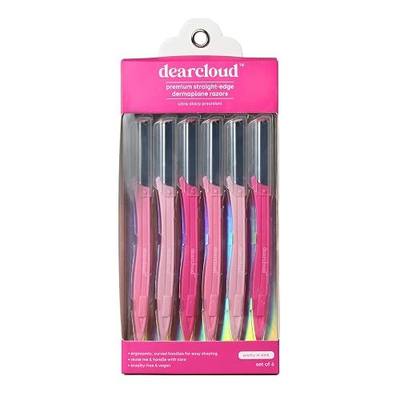 dearcloud Dermaplaning Razor Set of 6 – Straight-Edge (Pretty in Pink) | Straight-edge stainless blade · 6-pack · Pretty in Pink · safe for all skin tones