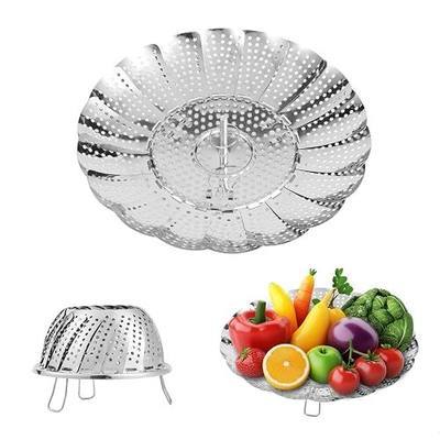 Vegetable Steamer Basket - Stainless Steel Folding Basket for Cooking, Vegetables, Fish, Pasta, Eggs, Fit Various Size Pot (5.5 inches to 9.2 inches)