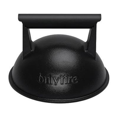 onlyfire Cast Iron Heavy Duty Cheese Melting Dome, 7 Inch | Round Basting and Steaming Cover for Flat Top Blackstone, Grilling Lid with Heat-Proof Handle for Outdoor Camping