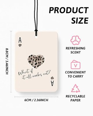 Black Leopard Print Car Air Freshener 4 Pcs, Trendy Cheetah Lucky 8 Ball Ace Card Hanging Air Freshener for Cars Closet Drawer Books, Leopard Car Accessories Mirror Decor for Women