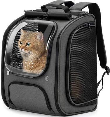 Pecute Cat Backpack Carrier,Large Space Dog Carrier Backpack,Ergonomic,Gray | Bubble Transparent Window,Sunshade Curtain,Safety Rope,Sturdy,Large Mesh for Breathability,Suitable for Outdoor,Vet