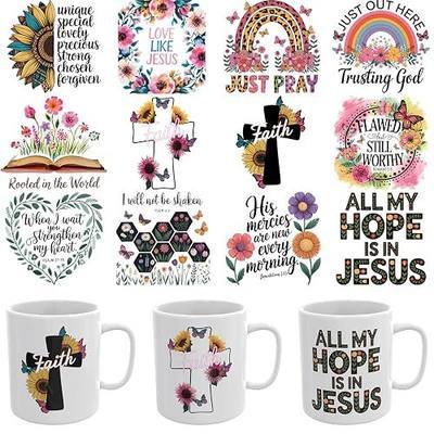 12PCS UV DTF Stickers Bible Texts UV DTF Cup Wrap for Mugs | Brilliant HD Prints, Long Lasting Grip, Cold Transfer, Process UV Defense, Layer Plus, Hundreds of Pattern Options