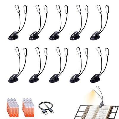 KunHe 10 Pack Music Stand Light LED Clip on Reading Light USB-C and AAA Battery Power Supply (Included) Three Color Temperatures Suitable for Band Users Reading Enthusiasts