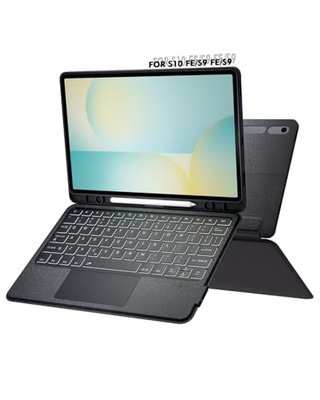 Doohoeek Keyboard Folio for Samsung Galaxy S10 Fe 10.9" 2025 / S9 FE / S9, Bluetooth Keyboard Touch with 7-Color Backlit & Any-Angle Stand & Cover Case for Galaxy S10 Fe 10.9-Inch Accessory